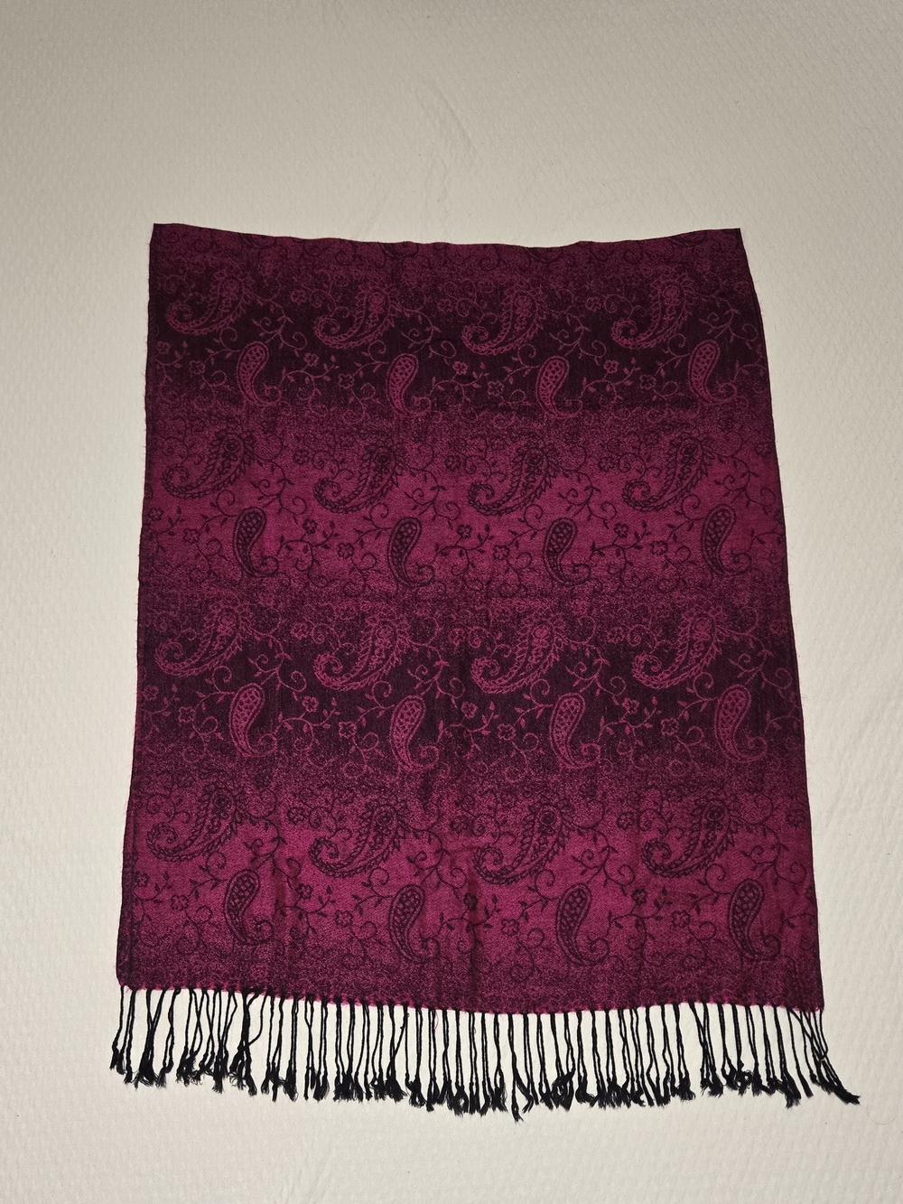 Nwot Paisley Ombre Pashmina Scarf in Berry and Black